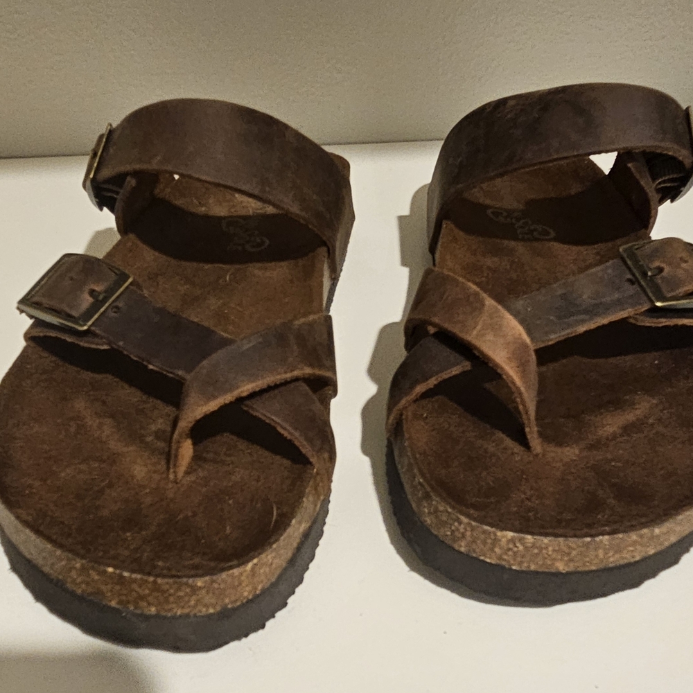 Mountain Sole Women's Brown Leather Sandals Size 6 - Picture 2 of 5